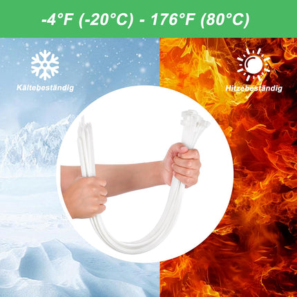 Cable Ties White Extra Long 100 Pieces 650 × 8.8mm Wide Cable Ties with 70 kg tensile strength Can be used indoors and outdoors for cable management