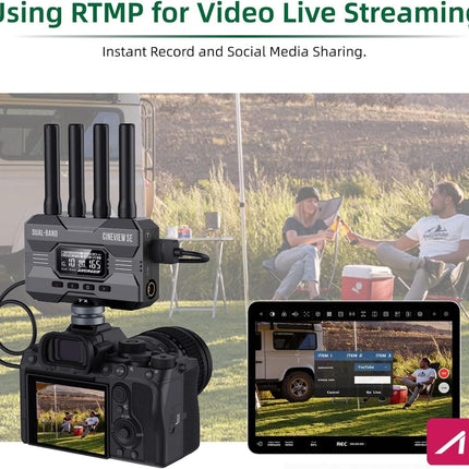 Accsoon CineView SE SDI ja HDMI juhtmevaba saatja, 2,4 GHz + 5 GHz kahesageduslik edastussaatja 1080P60fps, 1200 jalga/50ms, 0,05 s viivitusega, jälgib 4 rakendust (ainult saatja)