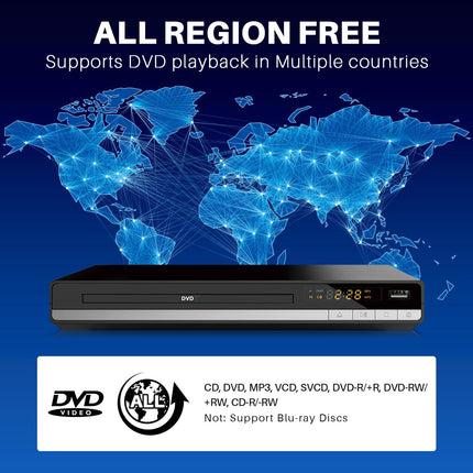 HD DVD-mängija HDMI-ühendusega, nutiteleri jaoks regioonivaba, HDMI/RCA väljundkaabel kaasas, katkestusmälu, sisseehitatud PAL/NTSC, CD-mängija koduseks kasutamiseks (mitte Blu-ray) (must)