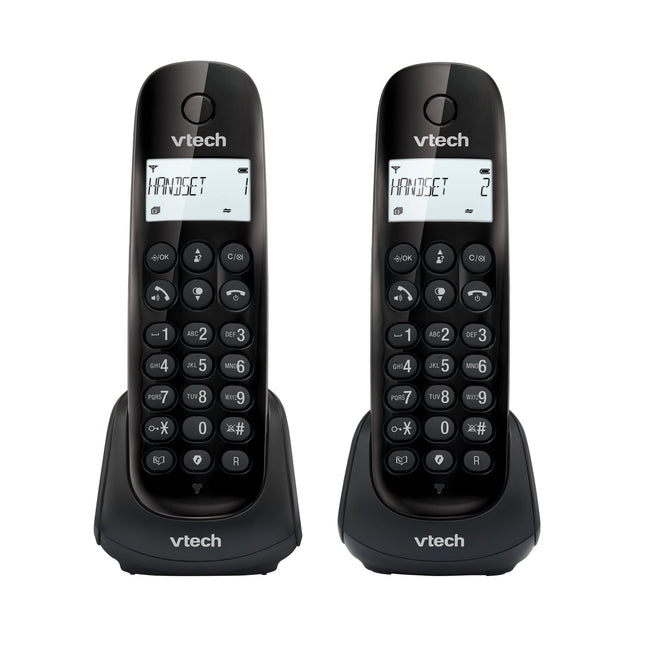 VTech CS1401 DECT Cordless Phone with 2 Handsets, Call Blocker, Speakerphone, Caller ID/Call Waiting, Backlit Display, ECO Mode, Low Radiation, Black
