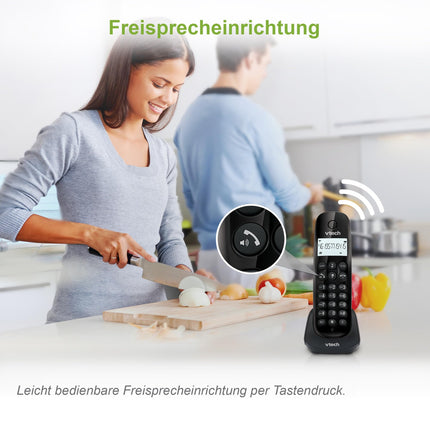 VTech CS1401 DECT Cordless Phone with 2 Handsets, Call Blocker, Speakerphone, Caller ID/Call Waiting, Backlit Display, ECO Mode, Low Radiation, Black