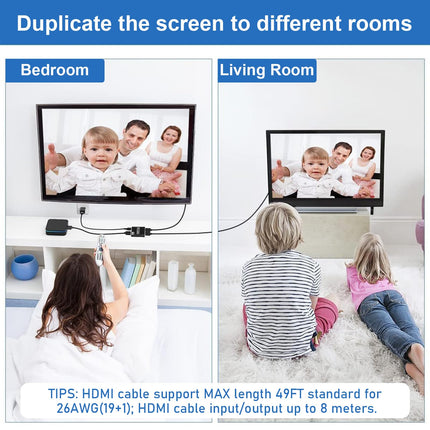 HDMI Splitter 1 in 2 Out 4K@60Hz HDCP2.3 HDR 18Gbps UHD Dolby Atmos EDID Scaler 4K 1080P Aluminum HDMI 2.0 Distributor 1X2 for PS5/4/3, Xbox, Roku, Blu-Ray Player, Firestick, HDTV
