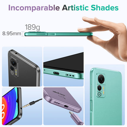 Ulefone Note 14 Smartphone without contract, 4G Android 12 Quad-core 16GB ROM 128GB Expandable 4500mAh with 8MP Camera 6.52 inch 3 Slots/Face ID/GPS/WiFi/FM/Large Font Dual SIM Black