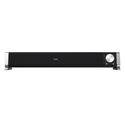 Trust Asto Soundbar 12 W peak power (6 W RMS), PC speaker, USB operation, 3.5 mm AUX connection, stereo sound system, computer speakers for PC, laptop, monitor, TV, music, audio - Black