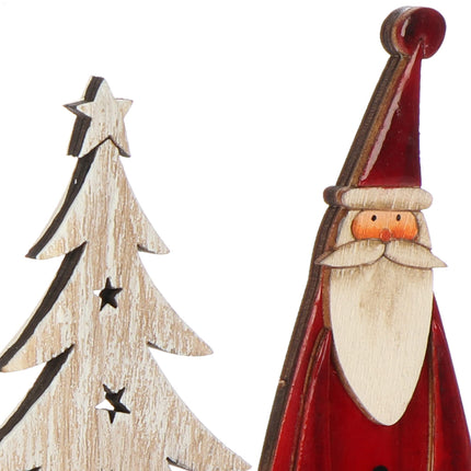com-four® Decorative stand for Christmas - Santa Claus made of varnished wood - Premium Christmas decoration for standing (01 piece - Santa Claus 26cm)