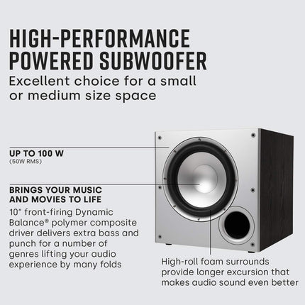 Polk Audio PSW10 aktiivsubwoofer (50W, aktiivne subwoofer, 35-200Hz, 100W, 10" 10")