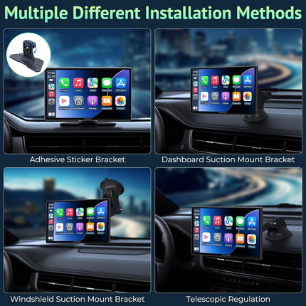 APHQUA CarPlay ekraan autole, 9-tolline juhtmevaba Apple CarPlay ja Android Auto autostereo, kaasaskantav puuteekraan autos mängimiseks GPS-navigatsiooni/peegliühenduse/Bluetoothi/FM/AUX/USB-ga (A98RC)
