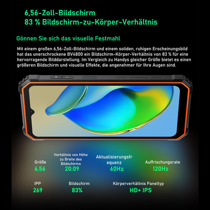 Blackview BV4800 - Välitingimustesse kasutatav 4G mobiiltelefon - 6,56-tolline ekraan - Helio A22 protsessor - 3 + 64 GB - Nutitelefon kauakestva 5180 mAh akuga - Kindarežiim - Oranž