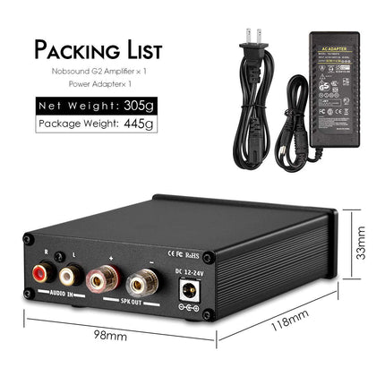 Nobsound G2 Subwoofer Amplifier, 100 Watt Home Sub Bass Power Amplifier, Full Frequency Mono Channel Amp, PBTL/BTL Bridge Amplifier with Gain Control, for Passive Subwoofer Bass Shaker