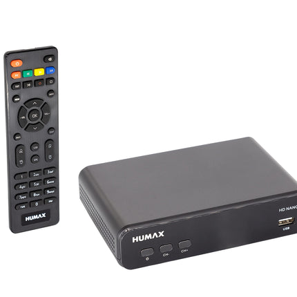 HUMAX HD Nano Digital HD satellite receiver with pre-installed channel list including HDMI cable and remote control, HDMI and SCART connection, Dolby Digital output for impressive music experience