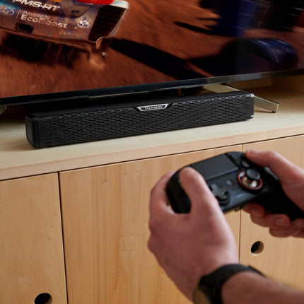 Thomson SB60BTS heliriba – 120 W koguvõimsus – Juhtmevaba Bluetooth 5.0 – Subwoofer kaasas – Seinale paigaldatav – Optiline ja AUX sisend – Kaugjuhtimispult – Kompaktne disain