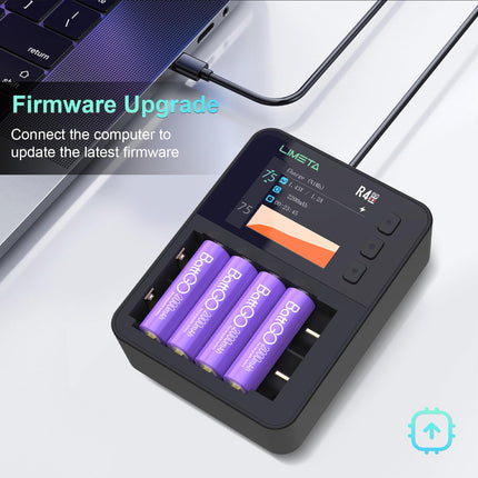 LIMETA 18650 battery charger - Universal 6-slot fast charger for AA, AAA, lithium, lithium-ion, LiFePO4, nickel-metal hydride rechargeable batteries, with USB cable LCD display rechargeable charger