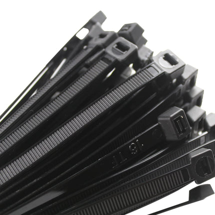CRINSTON - 1000 cable ties 300 x 3.6 mm - UV-resistant - Minimum tensile strength 18.3 kg - Black.