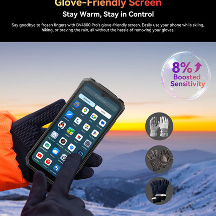 Blackview IP68 õue nutitelefon BV4800 PRO, 12GB+128GB (1TB laienduskaart), 6.56'' HD+ 120Hz, 16MP+8MP+5MP, 3 kaardipesa, Android 14 DUAL SIM nutitelefon, vastupidav, sõrmejäljelugeja, GPS, NFC, oranž