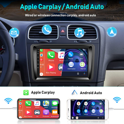 2G+64G CAMECHO Android 12 autoraadio navigatsiooniga VW Golf 5 6 Polo Skoda jaoks, 7-tolline ekraan Carplay, Android Auto Bluetooth HiFi RDS+ tahavaatekaamera