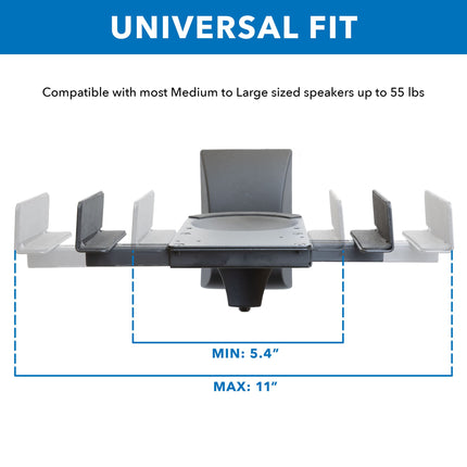 Mount-It! Universal Speaker Wall Mounts, 1 Pair, Side Clamp, Bookshelf Mount, Large or Small Speakers, 2 Brackets, 25 kg Capacity, Black (MI-SB37)