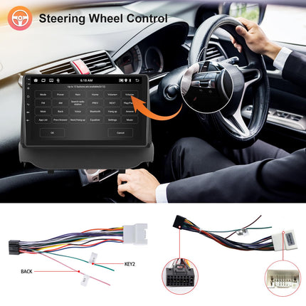 Hodozzy 2G+64G Android autoraadio Ford Ecosportile 2013-2017 juhtmevaba Carplay Android Auto, 9-tolline puutetundlik ekraan GPS-navigatsiooniga WiFi Bluetooth Mirrorlink HiFi FM RDS Canbus tahavaatekaamera