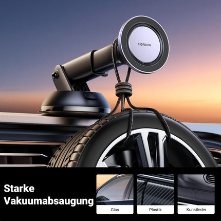 UGREEN MagSafe autohoidik 2-ühes autotelefonihoidik, 360° pööratav autotelefonihoidik õhutusava ja iminapaga, ühildub iPhone 16/15/14/13/12 Pro Max Mini ja kõigi nutitelefonidega