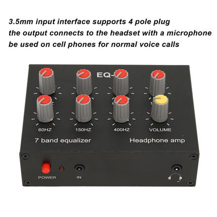 7 Band Car Audio Equalizer, 12dB High Bass Adjustment Digital Two-Channel Audio Equalizer with Front 3.5mm Aux Input, EQ Output Input