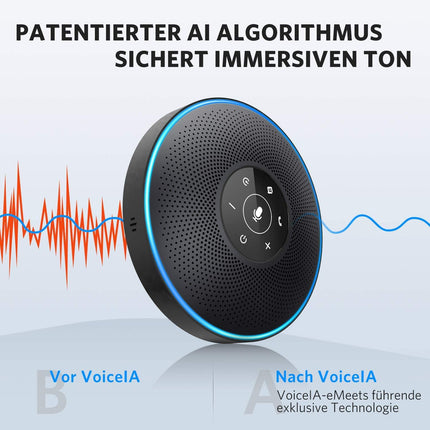 EMEET M2 Bluetooth Conference Speaker - USB Speakerphone with 4 AI Microphones, 360º Speech Recognition, Conference Microphone with Dongle, for Skype, Zoom