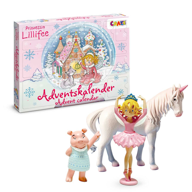 CRAZE Printsess Lillifee advendikalender lastele - Mänguasjade advendikalender tüdrukutele printsessi ja ükssarviku figuuridega