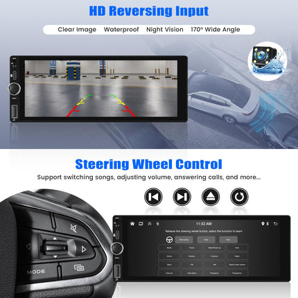 Dab+ 1 Din Android 13 Car Radio with Carplay &amp; Android Auto, MP5 Player, 6.86 inch HD Touchscreen Tempered Glass Radio with Bluetooth, FM/RDS, SWC EQ, MirrorLink+Rear View Camera&amp;Mic