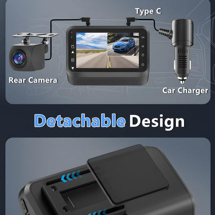 CHORTAU auto armatuurlaud esi-taga 4K+1080P, WiFi armatuurlaud kaamera 3-tolline LCD-ekraan 64GB SD-kaardiga, topelt autokaamera rakenduse juhtimisega, superöine nägemine, WDR, G-andur, tsükkelsalvestus, parkimise jälgimine