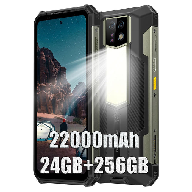 Ulefone Armor 24 24GB+256GB Outdoor Handy ohne Vertrag, Android 14 Outdoor Smartphone ohne Vertrag, 22000mAh 66W, 64MP Nachtsichtkamera IR, 6.78" FHD+, 1000Lumen LED Licht, Dual 4G LTE/NFC/GPS/OTG