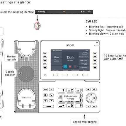 Snom D865 IP-telefon, SIP-lauatelefon, 5-tolline IPS-värviline ekraan 1280 x 720 pikslit, 12 SIP-identiteeti, 10 programmeeritavat funktsiooniklahvi, WiFi NFC, Bluetooth, 3-aastane tootjagarantii, must, 00004536