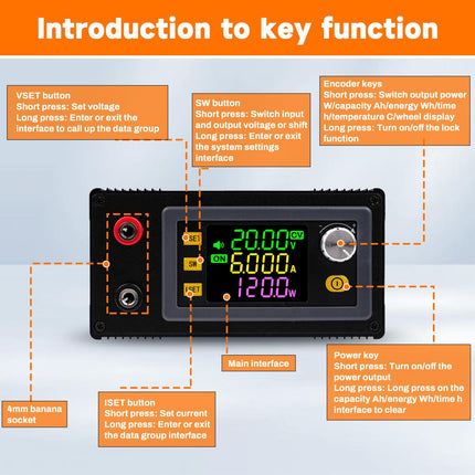 Pingeregulaator 12V DC 6-36V DC 0-36V 150W 7A, VA värviline LCD, päikeselaadimismooduli pingeregulaator (XY-SK150 valmistoode)