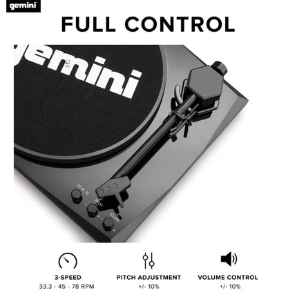 Gemini TT-900BB - Black | Turntable with Sound System - Bluetooth - Complete System