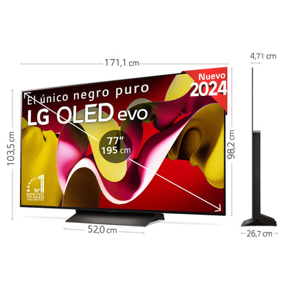 LG OLED77C44LA 77 inch OLED 4K Series C4 3840x2160 Smart TV, WebOS24, A9 Processor, Dolby Vision, Dolby Atmos, Gaming TV, 144Hz, AMD FreeSync, Black