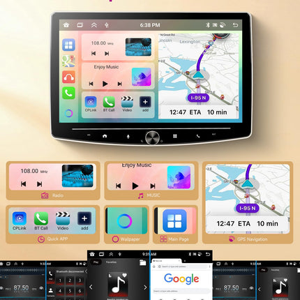 8-tuumaline 4G+64G juhtmevaba Carplay Android 13 autoraadio 1 DIN Android Auto GPS navigatsiooniga WiFi 10-tolline pööratav ekraan autoraadio peegli lingiga Bluetooth FM/RDS/DAB/EQ roolil juhtimine tahavaatekaamera