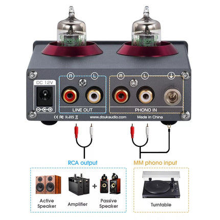 Douk Audio Mini 5654 Phono eelvõimendi kodune stereoheli eelvõimendi kõrvaklappide võimendi (T4 PRO)
