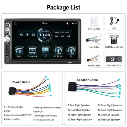 SIXWIN ühe DIN-iga Apple CarPlay Android Auto autoraadio 7-tolline ekraan puutetundliku ekraaniga Bluetooth FM-raadio, peegli lingi/USB/AUX/TF-kaardi sisendiga tahavaatekaamera, mikrofoni ja puldiga