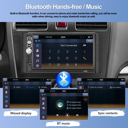 SIXWIN ühe DIN-iga Apple CarPlay Android Auto autoraadio 7-tolline ekraan puutetundliku ekraaniga Bluetooth FM-raadio, peegli lingi/USB/AUX/TF-kaardi sisendiga tahavaatekaamera, mikrofoni ja puldiga