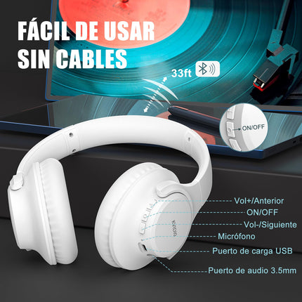 KVIDIO Bluetooth-kõrvaklapid, juhtmevabad kõrvaklapid 65-tunnise mänguajaga, intensiivne bass, juhtmevabad 5.2 Bluetooth-kõrvaklapid kõrva peale, kiire laadimine, pikk aku tööiga mobiiltelefonile