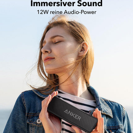 Anker SoundCore 2 Bluetooth Speaker, Powerful with Dual Bass Drivers, 24h Battery, Improved IPX7 Water Resistance, Wireless, for iPhone, Galaxy, etc. (Black)