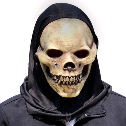 Scary Halloween Skull Mask, Latex Scary Full Head Mask, Realistic Full Head Skull Face Cover, 3D Mask for Adults and Children, Halloween, Cosplay, Masquerade Props (A)