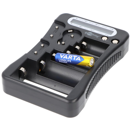Goobay 64889 Battery Tester for all Batteries &amp; Rechargeable Batteries Battery Tester for AAA/AA/C / 9V / D/N &amp; 1.5V Button Cell Battery Tester LCD Display Black