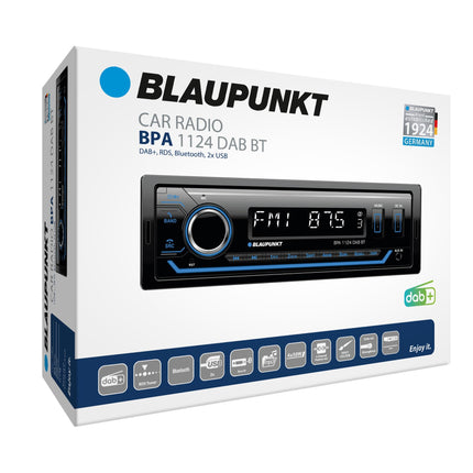 Blaupunkt BPA 1124 DAB BT, 1-DIN car radio, DAB+, Bluetooth, hands-free system, 2xUSB, Aux-in, Sub-Out, Multicolor, 200 Watt