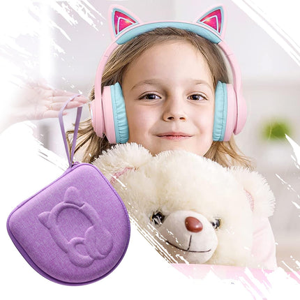 XANAD laste kõrvaklappide ümbris - iClever BTH21 BTH13 BTH19 HS20 HS25 Bluetooth-kõrvaklapid lastele kassikõrvaga (lilla)