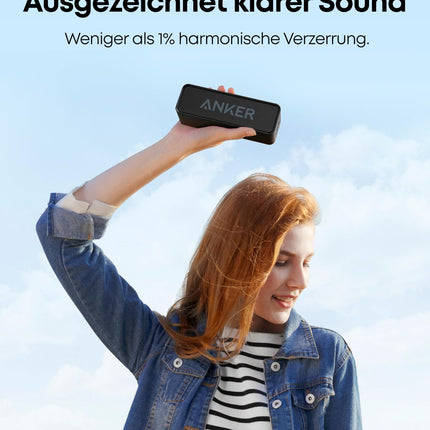 Anker SoundCore Compact Bluetooth Speaker, 24 Hour Playback, Intense Bass, Built-in Microphone, Compatible with iPhone, iPad, Samsung, Nexus, HTC, and More (in Black)