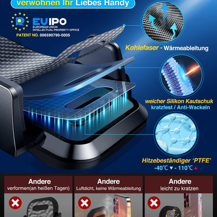 VANMASS autotelefoni hoidik 2025 uusima versiooniga autotelefoni hoidik 4-ühes ventilatsiooniga ja iminapaga telefonihoidik 100% kriimustuskindel nutitelefoni hoidik iPhone 16, Samsung S24, Huawei, Xiaomi, LG jne jaoks.