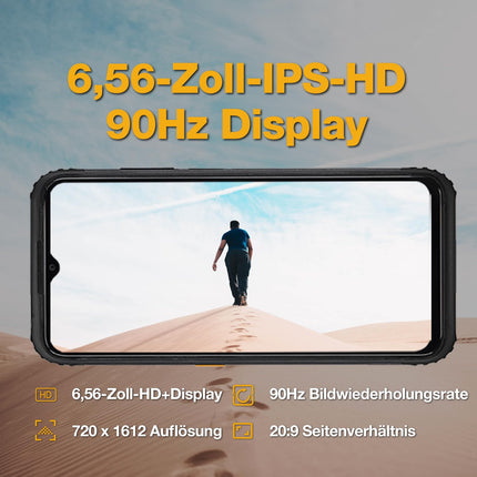 Üliõhuke lepinguta õuemobiiltelefon AGM H6, 16(8+8) GB RAM ja 256 GB ROM/512 GB, Android 13. Kerge veekindel nutitelefon 3 kaardipesaga, 6,56-tolline ehitusplatsi telefon, kahe SIM-kaardi pesaga/NFC/4G/IP68/IP69K