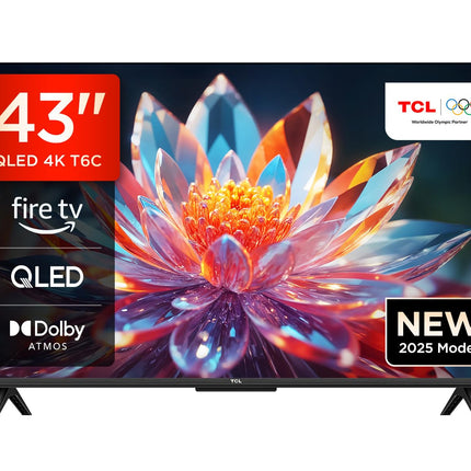 TCL 43T6C 43-tolline QLED 4K HDR-teler, nutikas Fire-teler Dolby Visioni ja Atmose, HDR10+, hääljuhtimise ja funktsiooniga „Küsi Alexalt“