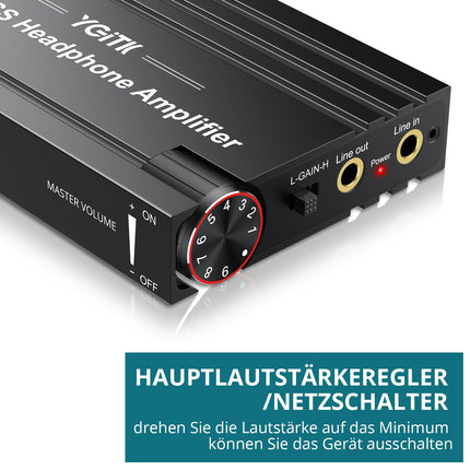 YGiTK kõrvaklapivõimendi kaasaskantav BASS HiFi kõrvaklapivõimendi, 3,5 mm stereoheli väljund, 16–600 Ω laetav kõrvaklapivõimendi MP3/MP4/telefonide/arvutite kõrvaklappide jaoks