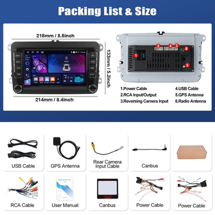 4+64G CAMECHO Android 13 Car Radio for VW Golf 5 6 Touran Polo Touran with Carplay/Android Auto/Mirrorlink, 7 inch Capacitive Touchscreen Supports WiFi/GPS/FM/Bluetooth/SWC
