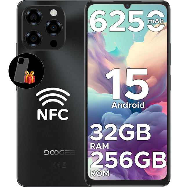 DOOGEE Note 58 Pro Android 15 nutitelefon ilma lepinguta 32GB+256GB kaheksatuumaline 6.75" HD+ 90Hz mobiiltelefon ilma lepinguta 6250mAh mobiiltelefon odav 16MP+8MP SIM-kaardivaba mobiiltelefon kahe SIM-kaardiga 4G/GPS/NFC/sõrmejäljelugeja