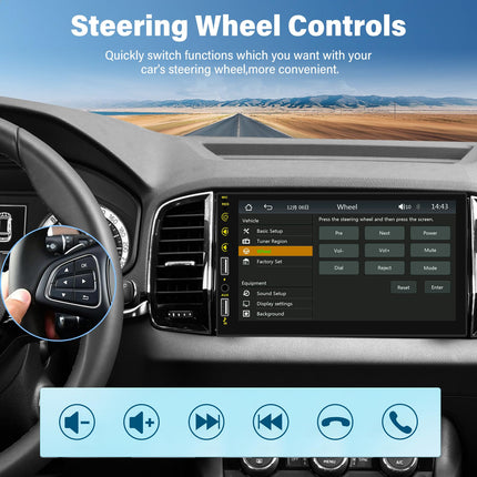 NHOPEEW 1 DIN autoraadio Carplay ja Android Autoga - 7-tolline HD puutetundliku ekraaniga raadio - Mirror Link, Street Wheel Control, Bluetooth, 7 värvilist taustvalgustust, FM + tahavaatekaamera ja mikrofon